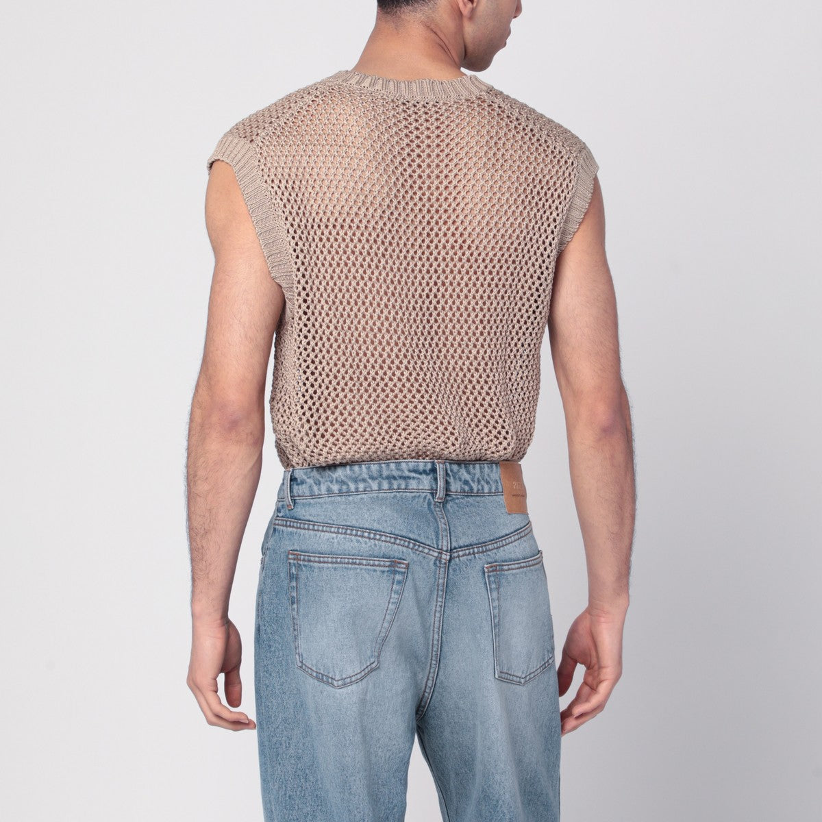 Tagliatore Perforated dove grey cotton waistcoat